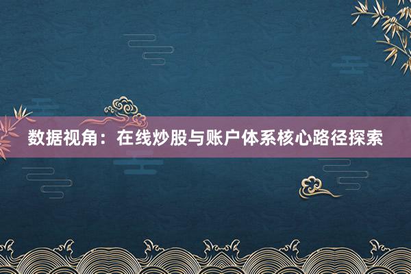 数据视角：在线炒股与账户体系核心路径探索