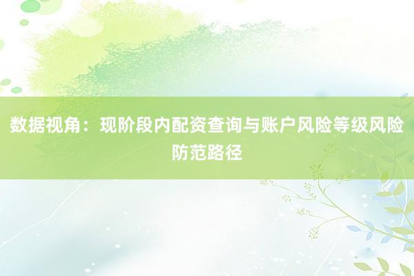数据视角:现阶段内配资查询与账户风险等级风险防范路径