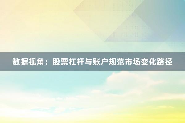 数据视角：股票杠杆与账户规范市场变化路径