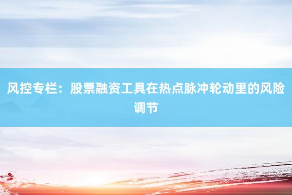 风控专栏：股票融资工具在热点脉冲轮动里的风险调节