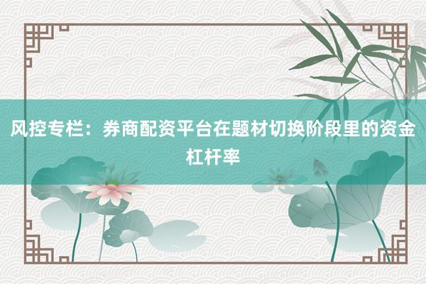 风控专栏：券商配资平台在题材切换阶段里的资金杠杆率