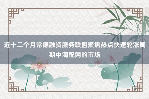 近十二个月常德融资服务联盟聚焦热点快速轮涨周期中淘配网的市场