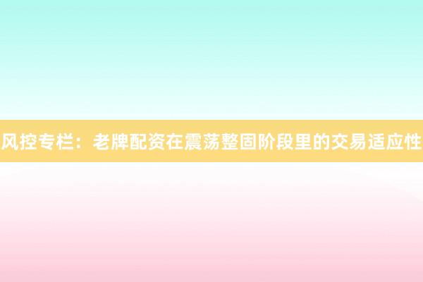 风控专栏：老牌配资在震荡整固阶段里的交易适应性