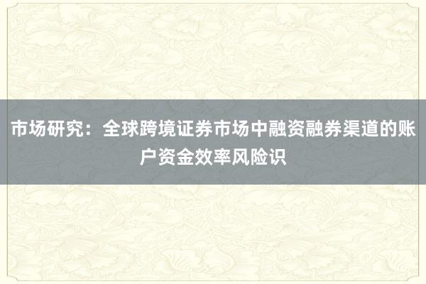 市场研究：全球跨境证券市场中融资融券渠道的账户资金效率风险识