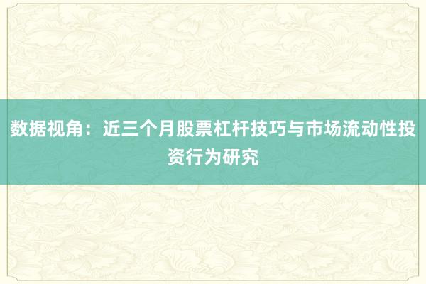 数据视角：近三个月股票杠杆技巧与市场流动性投资行为研究