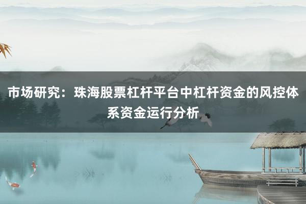 市场研究：珠海股票杠杆平台中杠杆资金的风控体系资金运行分析