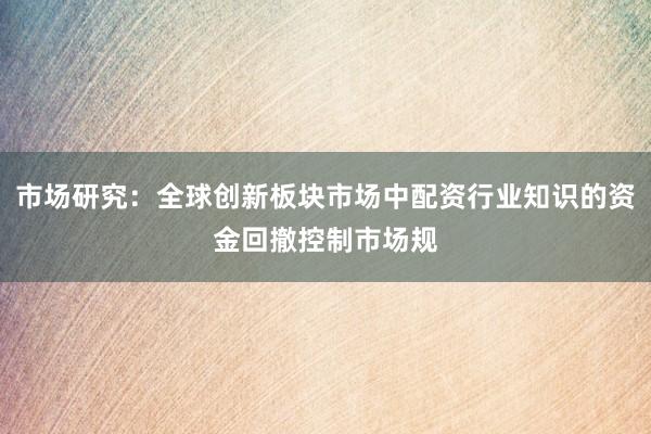 市场研究：全球创新板块市场中配资行业知识的资金回撤控制市场规