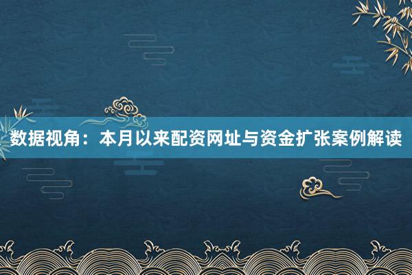 数据视角：本月以来配资网址与资金扩张案例解读