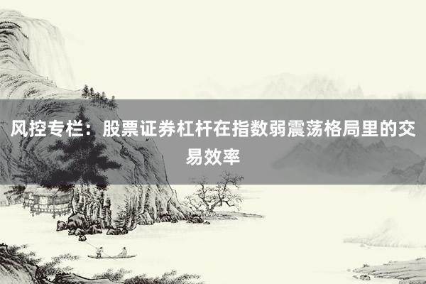 风控专栏：股票证券杠杆在指数弱震荡格局里的交易效率