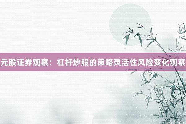 元股证券观察：杠杆炒股的策略灵活性风险变化观察
