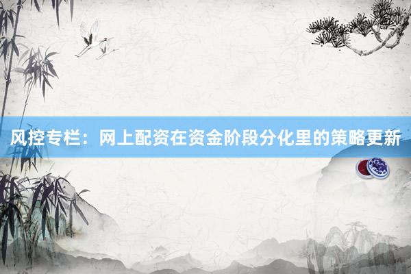 风控专栏:网上配资在资金阶段分化里的策略更新
