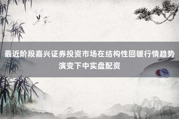 最近阶段嘉兴证券投资市场在结构性回暖行情趋势演变下中实盘配资