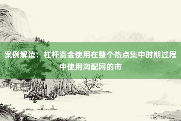 案例解读:杠杆资金使用在整个热点集中时期过程中使用淘配网的市