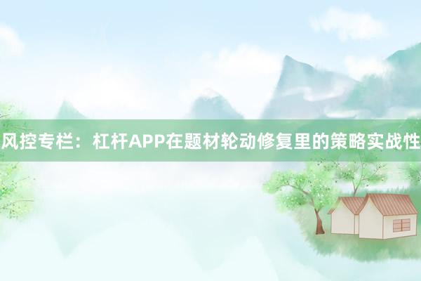 风控专栏：杠杆APP在题材轮动修复里的策略实战性