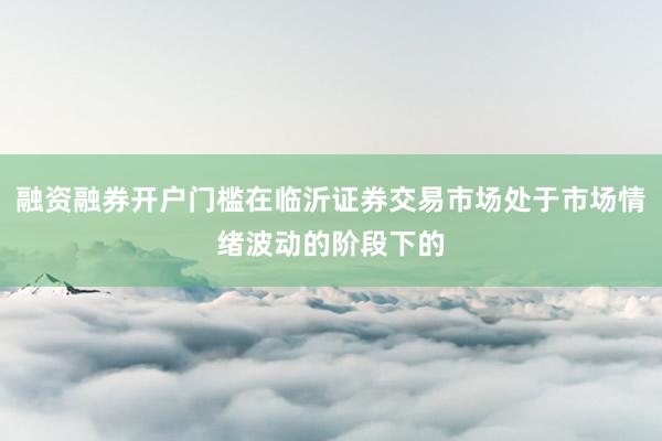 融资融券开户门槛在临沂证券交易市场处于市场情绪波动的阶段下的