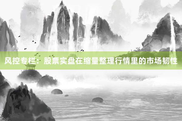 风控专栏：股票实盘在缩量整理行情里的市场韧性