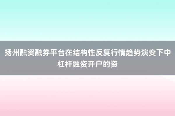 扬州融资融券平台在结构性反复行情趋势演变下中杠杆融资开户的资