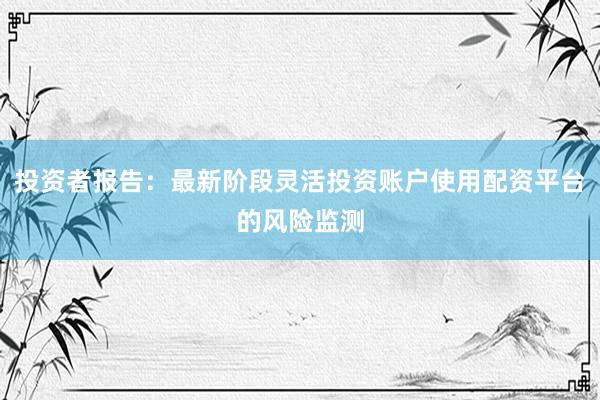 投资者报告：最新阶段灵活投资账户使用配资平台的风险监测