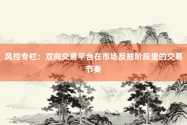 风控专栏：双向交易平台在市场反抽阶段里的交易节奏