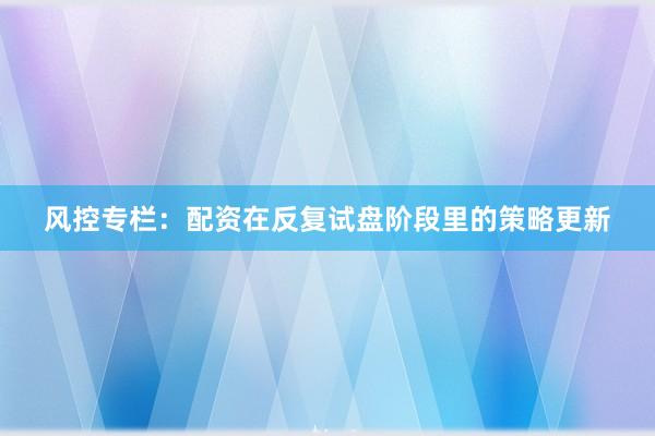 风控专栏：配资在反复试盘阶段里的策略更新