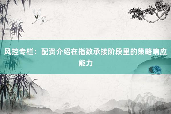 风控专栏：配资介绍在指数承接阶段里的策略响应能力