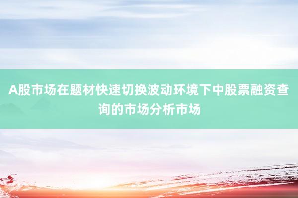 A股市场在题材快速切换波动环境下中股票融资查询的市场分析市场