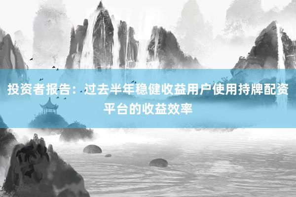 投资者报告：过去半年稳健收益用户使用持牌配资平台的收益效率
