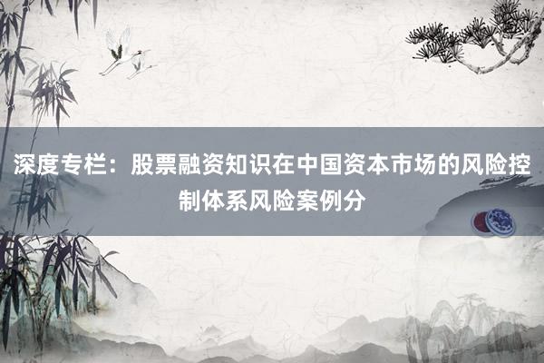 深度专栏：股票融资知识在中国资本市场的风险控制体系风险案例分