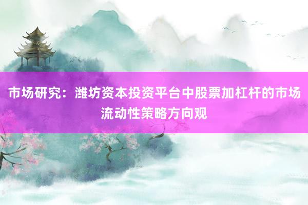 市场研究：潍坊资本投资平台中股票加杠杆的市场流动性策略方向观