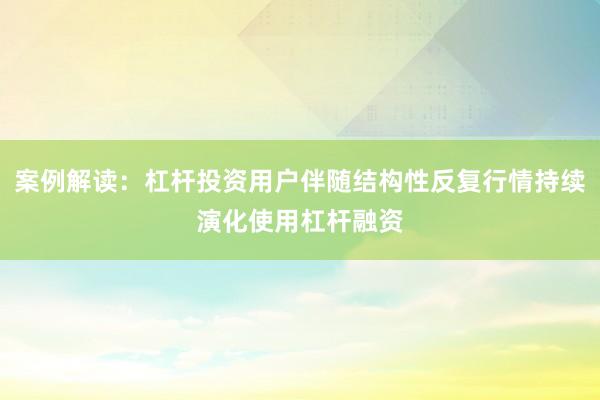 案例解读:杠杆投资用户伴随结构性反复行情持续演化使用杠杆融资