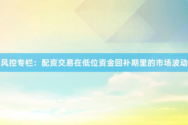 风控专栏：配资交易在低位资金回补期里的市场波动