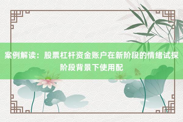 案例解读：股票杠杆资金账户在新阶段的情绪试探阶段背景下使用配