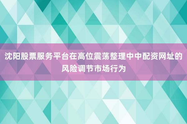 沈阳股票服务平台在高位震荡整理中中配资网址的风险调节市场行为
