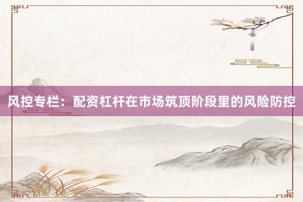 风控专栏：配资杠杆在市场筑顶阶段里的风险防控