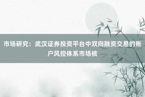 市场研究：武汉证券投资平台中双向融资交易的账户风控体系市场核