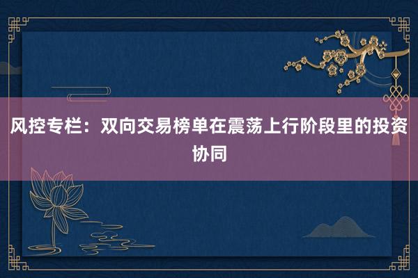 风控专栏：双向交易榜单在震荡上行阶段里的投资协同