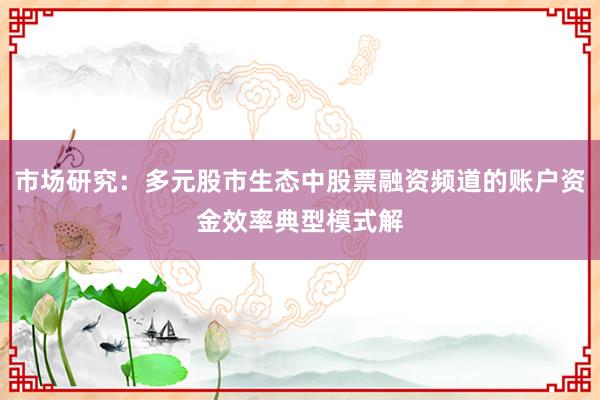 市场研究:多元股市生态中股票融资频道的账户资金效率典型模式解