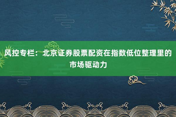 风控专栏：北京证券股票配资在指数低位整理里的市场驱动力