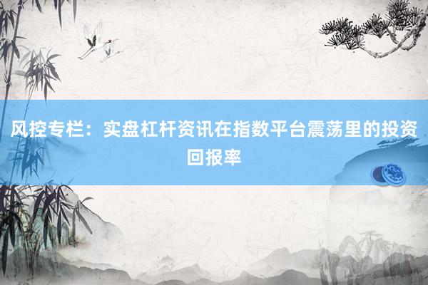 风控专栏：实盘杠杆资讯在指数平台震荡里的投资回报率