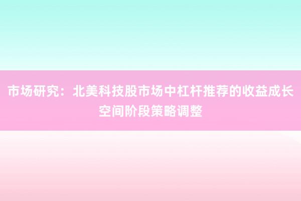 市场研究：北美科技股市场中杠杆推荐的收益成长空间阶段策略调整