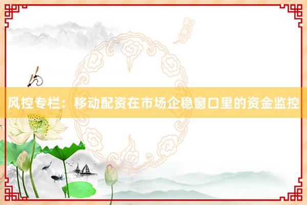 风控专栏：移动配资在市场企稳窗口里的资金监控