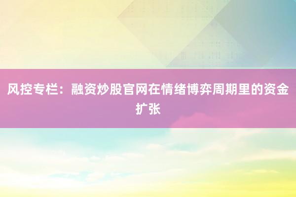 风控专栏:融资炒股官网在情绪博弈周期里的资金扩张