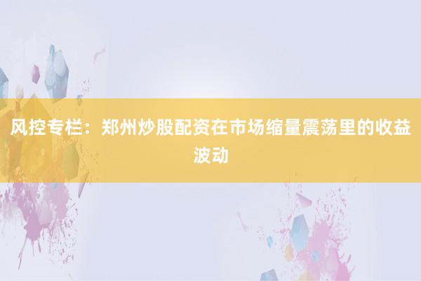 风控专栏：郑州炒股配资在市场缩量震荡里的收益波动