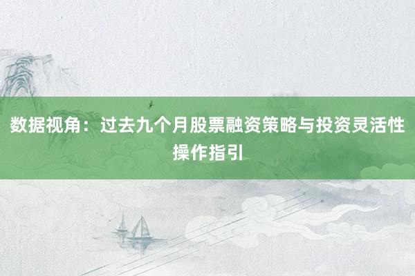 数据视角：过去九个月股票融资策略与投资灵活性操作指引
