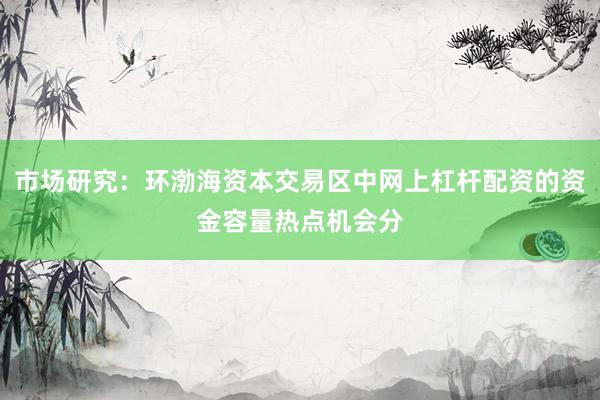市场研究:环渤海资本交易区中网上杠杆配资的资金容量热点机会分