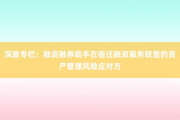 深度专栏：融资融券助手在宿迁融资服务联盟的资产管理风险应对方