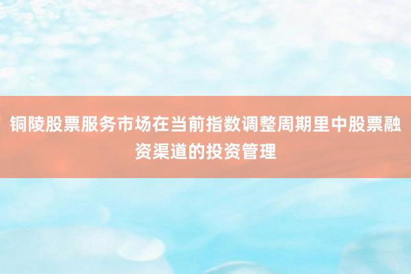 铜陵股票服务市场在当前指数调整周期里中股票融资渠道的投资管理