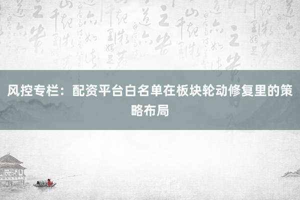风控专栏：配资平台白名单在板块轮动修复里的策略布局