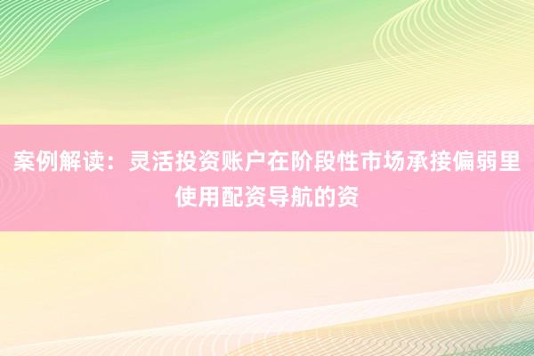 案例解读：灵活投资账户在阶段性市场承接偏弱里使用配资导航的资