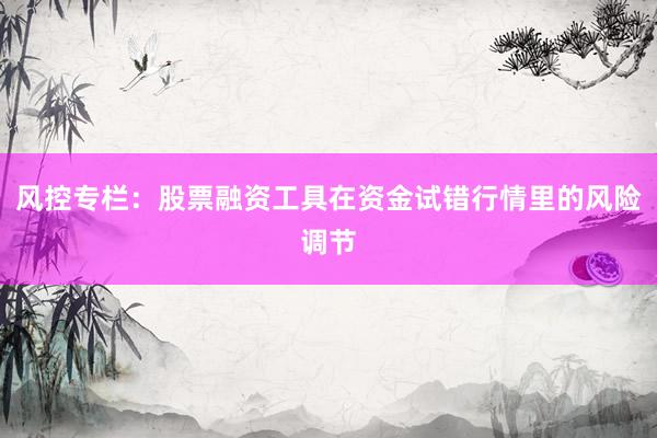 风控专栏：股票融资工具在资金试错行情里的风险调节